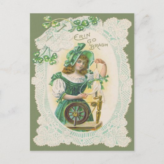 Carte Postale Fille Métier Dentelle Trèfle Trèfle (Devant)