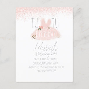 Carte Postale Fille Minimal Tutu Anniversaire Deux Ans Paillette