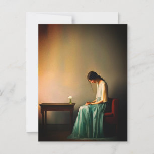 Carte Postale Fille minimaliste avec art mural floral – Émotionn