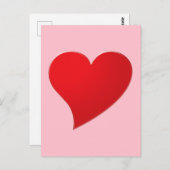 Carte Postale Fille moderne à gros coeur rose mignon Valentine (Devant / Derrière)