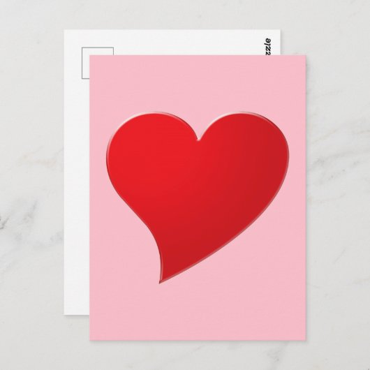 Carte Postale Fille moderne à gros coeur rose mignon Valentine (Devant / Derrière)