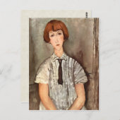 Carte Postale Fille Modigliani avec blouse (Devant / Derrière)