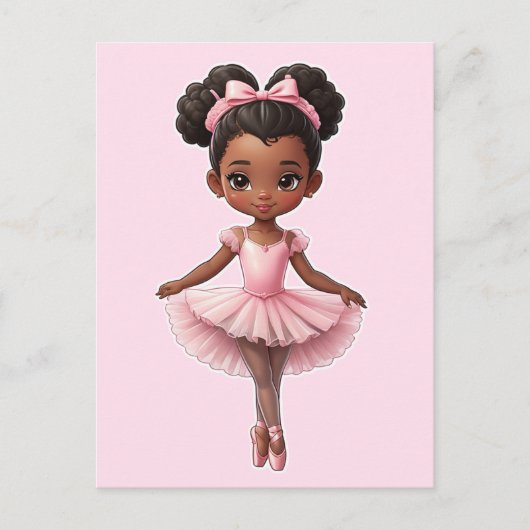 Carte Postale Fille noire Ballerina Rose Ballet (Devant)