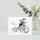 Carte Postale Fille nostalgique sur vélo (Debout devant)