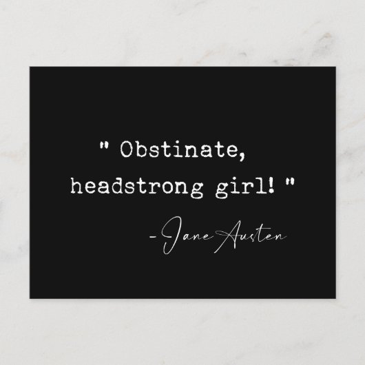 Carte Postale Fille obstinée à tête forte Jane Austen (Devant)