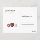 Carte Postale Fille Pailletée Or Donut Anniversaire Photo Merci (Dos)