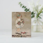 Carte Postale Fille Papillon Rose Anniversaire (Debout devant)