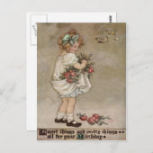 Carte Postale Fille Papillon Rose Anniversaire (Devant / Derrière)