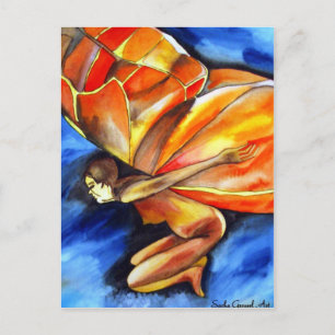 Carte Postale Fille papillon surréaliste art fantastique origina