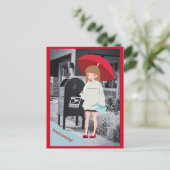 Carte Postale Fille Parapluie Rouge (Debout devant)