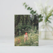 Carte Postale Fille parmi les fleurs sauvages, 1880 (Debout devant)