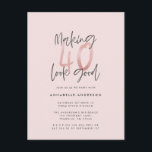 Carte Postale Fille parties scintillant rose moderne design 40e<br><div class="desc">Faire paraître 40 belle invitation d'anniversaire de parties scintillant rose girly. Texte de script moderne design monochrome. Partie d'une collection.</div>