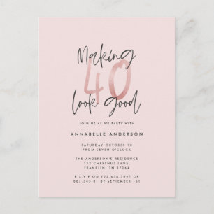 Carte Postale Fille parties scintillant rose moderne design 40e 