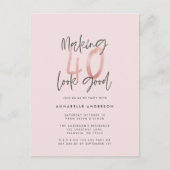 Carte Postale Fille parties scintillant rose moderne design 40e  (Devant)