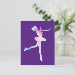Carte Postale Fille patinant à l'aquarelle