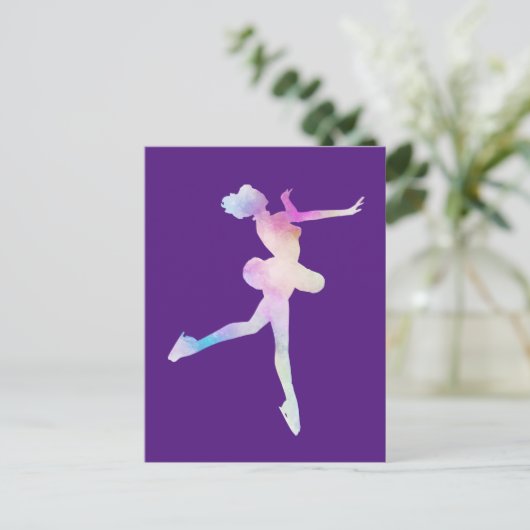 Carte Postale Fille patinant à l'aquarelle (Debout devant)