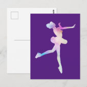 Carte Postale Fille patinant à l'aquarelle (Devant / Derrière)