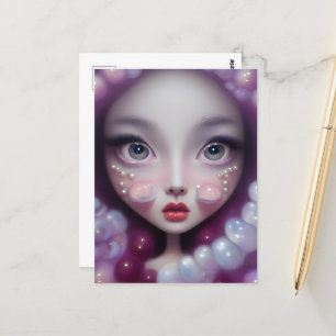 Carte Postale Fille perles et bulles