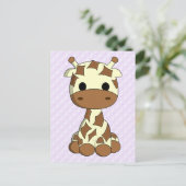 Carte postale fille petite girafe kawaii dessin an (Debout devant)