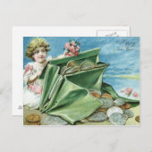 Carte Postale Fille Pièces de monnaie Rose (Devant / Derrière)