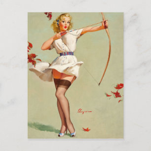 Carte Postale Fille pin-up de tir à l'arc