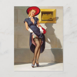 Carte Postale Fille Pin-Up Rétro
