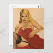 Carte postale fille Pin Up vintage (Devant / Derrière)