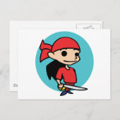 Carte Postale Fille Pirate (Devant / Derrière)