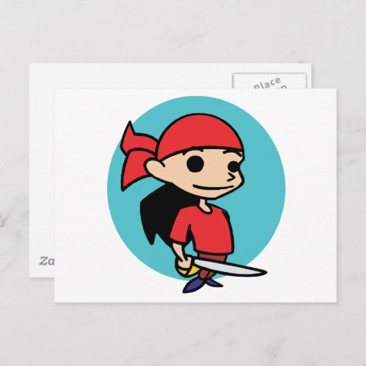 Carte Postale Fille Pirate (Devant / Derrière)