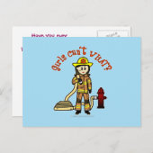 Carte Postale Fille pompier (Devant / Derrière)