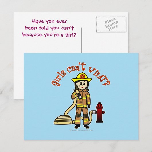 Carte Postale Fille pompier (Devant / Derrière)