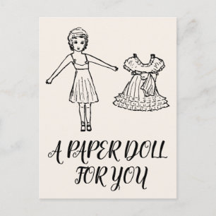 CARTE POSTALE FILLE POUPÉE EN PAPIER