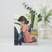 Carte Postale Fille priant au coucher, la prière du Seigneur (Debout devant)