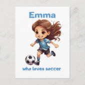 Carte Postale Fille qui aime le football avec votre nom (Devant)