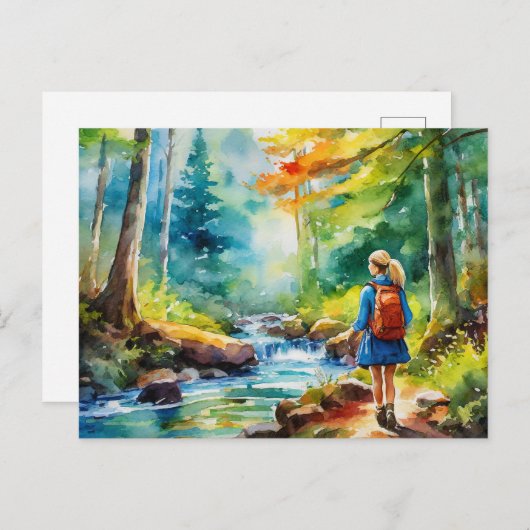 Carte Postale Fille randonnée (Devant / Derrière)