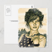 Carte Postale Fille Rétro (Devant / Derrière)