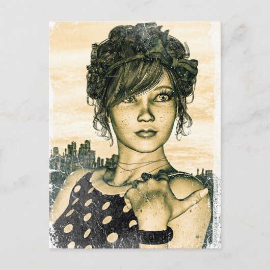 Carte Postale Fille Rétro (Devant)
