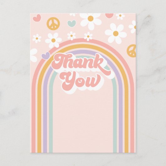 Carte Postale Fille Rétro Groovy Anniversaire Arc-en-Ciel (Devant)