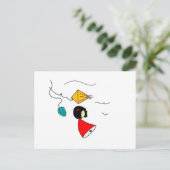 Carte Postale Fille rêveuse (Debout devant)