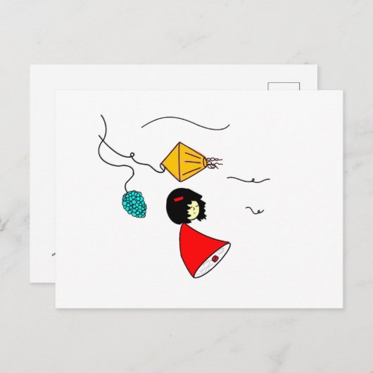 Carte Postale Fille rêveuse (Devant / Derrière)