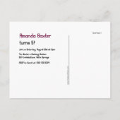 Carte Postale Fille Robot fête d'anniversaire, invitation par ca (Dos)