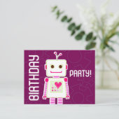 Carte Postale Fille Robot fête d'anniversaire, invitation par ca (Debout devant)