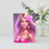 Carte Postale Fille Rose (Debout devant)