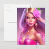 Carte Postale Fille Rose (Devant / Derrière)