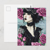 Carte Postale Fille Rose Gothique Peinture numérique originale (Devant / Derrière)