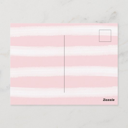 Carte Postale Fille rose rayures or Parties scintillant cils (Dos)