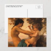 Carte Postale Fille se défendant contre la cupidité par Bouguere (Devant / Derrière)