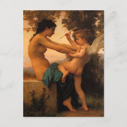 Carte Postale Fille se défendant contre la cupidité par Bouguere (Devant)