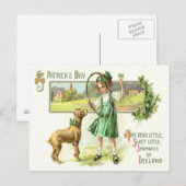 Carte Postale Fille Shamrock quatre feuilles Clover Dog Hoop (Devant / Derrière)