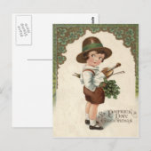 Carte Postale Fille Shamrock Violon (Devant / Derrière)